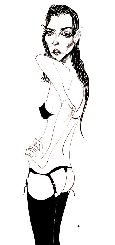 Kate Moss (caricature of English fashion model, born 1974) by Neale Osborne
